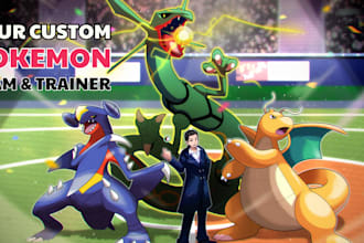 draw a custom pokemon trainer portrait with your pokemon team