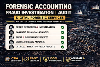 perform forensic accounting,fraud investigation, audit,digital forensic as CPA