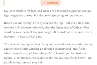 write a vivid 1000 word travel blog post not a listicle