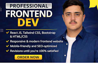 build responsive react js frontend website with tailwind CSS and bootstrap