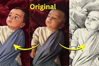 convert your photo to cartoon, realistic ai sketch portrait