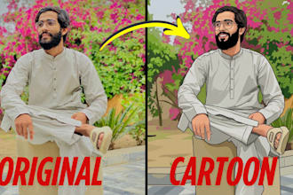 convert your photo to cartoon, realistic ai sketch portrait
