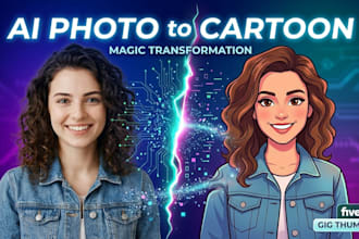 convert your photo to cartoon, realistic ai sketch portrait