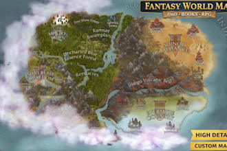 create detailed fantasy world map for your book, dnd campaign or rpg