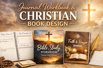 design journal planner workbook, design christian ebook cover for amazon kdp