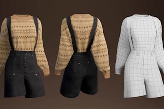 create realistic 3d garments and clothes for games