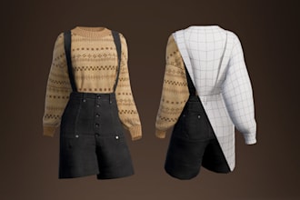 create realistic 3d garments and clothes for games