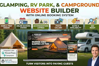 build a glamping, rv park and campground website with online booking system