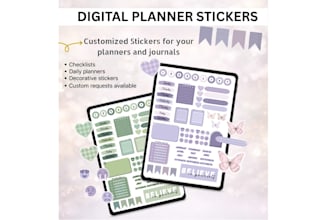 design custom stickers for digital planner or etsy shop