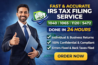 file your irs tax return 1040, 1065, 1120, 5472 fast and accurately