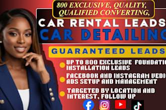 800 exclusive car detailing leads, car rentals, car detailing leads, google ads