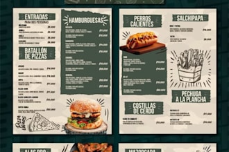 design amazing editable food restaurant menu