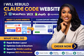 rebuild migrate claude code website to wordpress wix shopify squarespace export