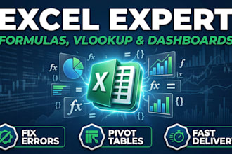 fix excel formulas, vlookup, pivot tables and dashboards