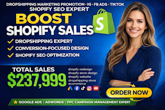 boost shopify sales dropshiping marketing promotion ig fb ads tiktok shop expert