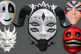 design custom 3d mask print and paint cosplay helmet 3d model for 3d printing