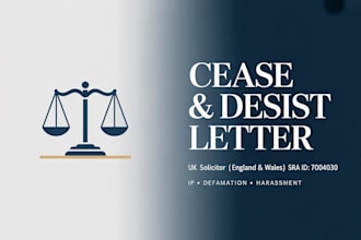 draft a forceful cease and desist letter as a UK solicitor
