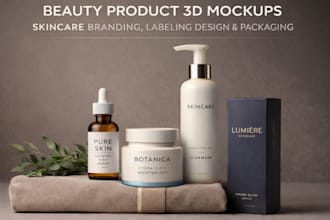 create beauty product 3d mockup skincare branding labeling and packaging design