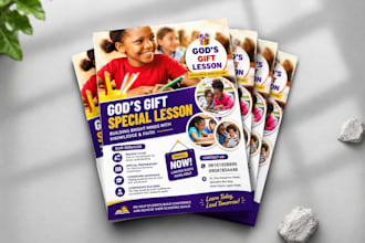 design, redesign a modern school admission and enrollment flyer