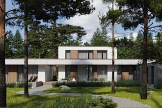 reconstruct 3d exterior design, archicad landscape render, interior 3d visualize