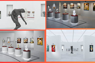 design exhibition room interior, 3d museum interior design, art gallery space