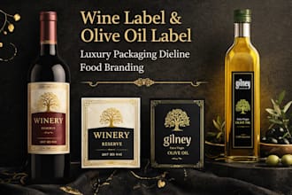 design wine label, olive oil label luxury packaging dieline food branding