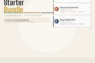 create a business starter kit for pet sitters, dog walkers, or house cleaners