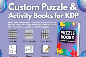 create sudoku, word search, cover design for amazon KDP, crossword puzzle books