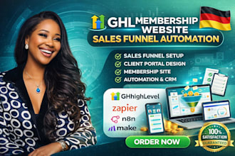design gohighlevel client portal ghl membership website sales funnel automation