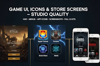 design gamu UI, game icon, kits, store screenshot for your mobile or indie game