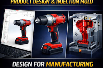 3d cad modeling, product design and injection mold for manufacturing solidworks
