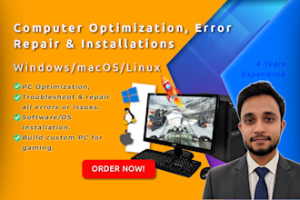 do windows or mac computer optimization to fix slow pc laptop and repair errors