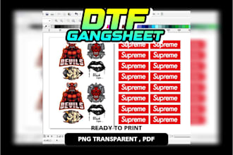 create custom dtf gangsheet ready for printing and heat transfer