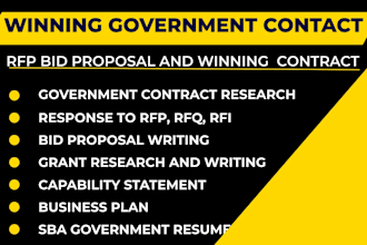 write government contract bids, rfp, rfq and grant proposals
