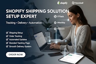setup shopify shipping solution parcelwill 17track aftership track123 website