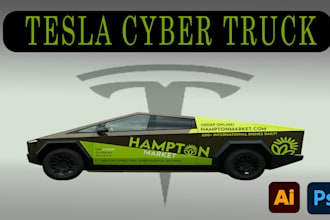 design tesla cyber truck wrap design, truck wrap, van wrap and any vehicle wrap