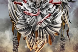 digital drawing dark art, horror for tshirt design