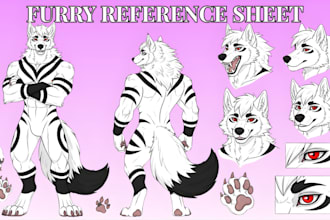 draw fursona ref sheet anthro furry oc avatar badge character design for fursuit