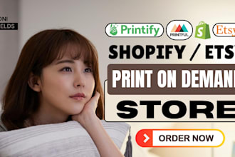 setup print on demand store, shopify pod, etsy shop, printify, printful etsy pod