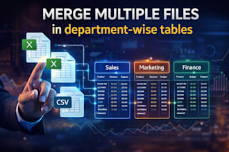 merge multiple data files into department wise tables