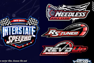 design car racing, boat racing and automotive logo