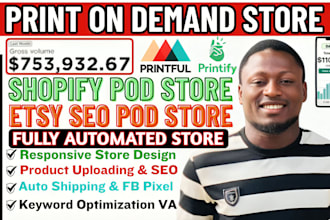 build premium print on demand shopify store, pod store, shopify print on demand