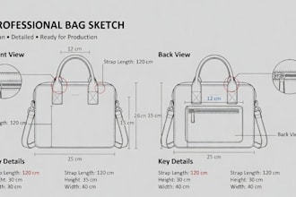 sketch your bag design for handbags, backpacks and custom styles