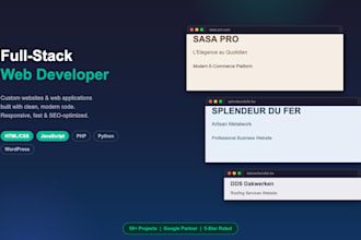do website development as full stack web developer, HTML CSS PHP python