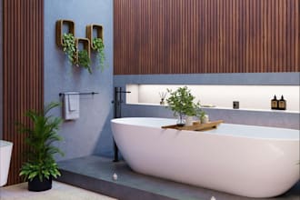 render 3d luxury bathroom visualization, toilet design, interior 2d, 3d layout