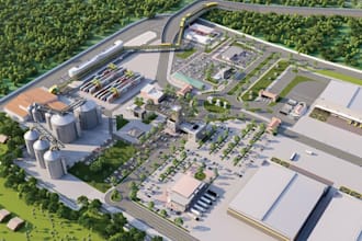 remodel 3d exterior rendering of industrial warehouse design, storage, logistics