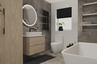 design modern bathroom interior with realistic 3d rendering