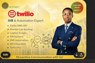 set up twilio IVR, flex call routing, studio flow SMS and ai call automation