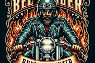design high quality biker mascot logo with t shirt design