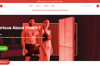 build red light therapy website, clinics, spas website wellness brands, rlt bed